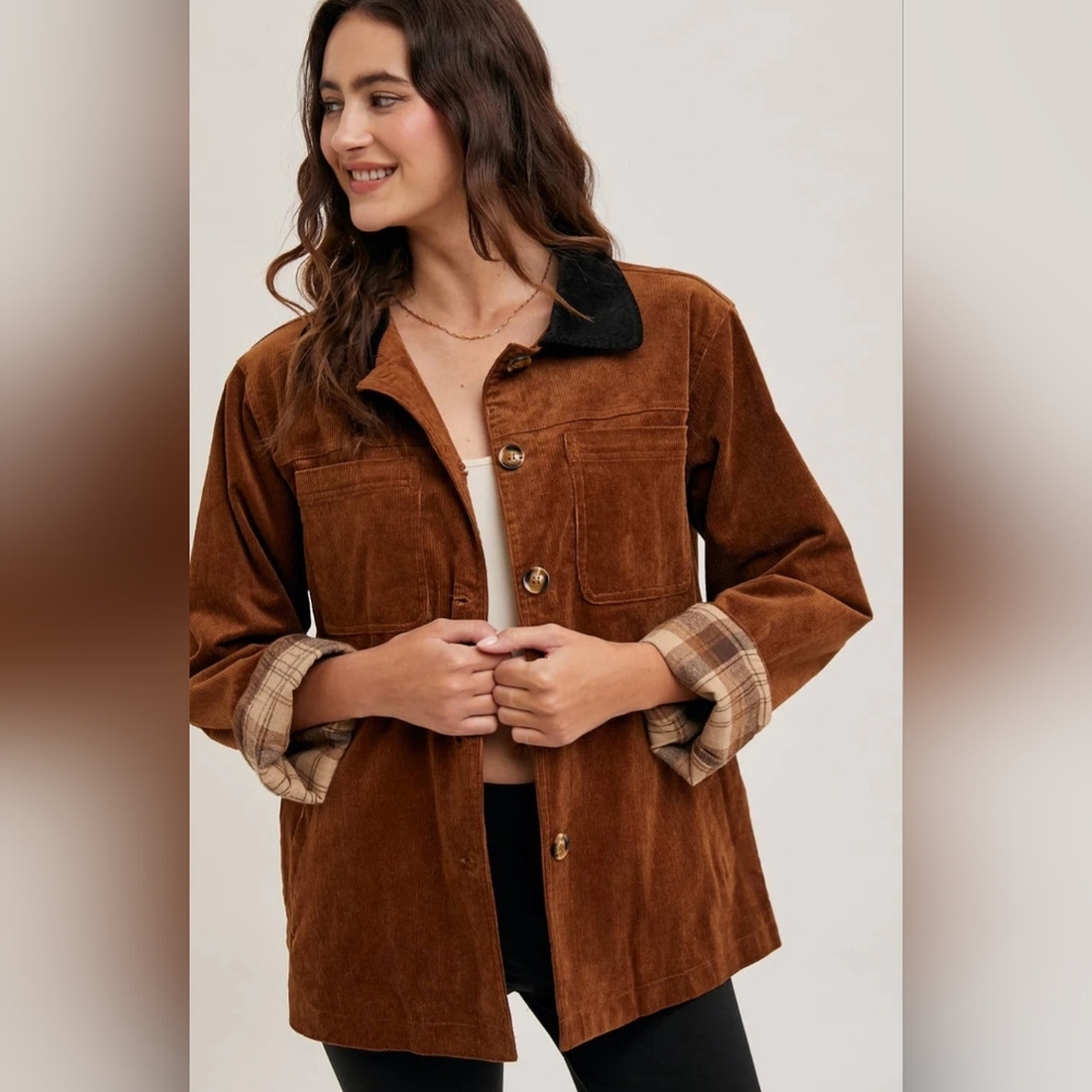 Corduroy Plaid Jacket